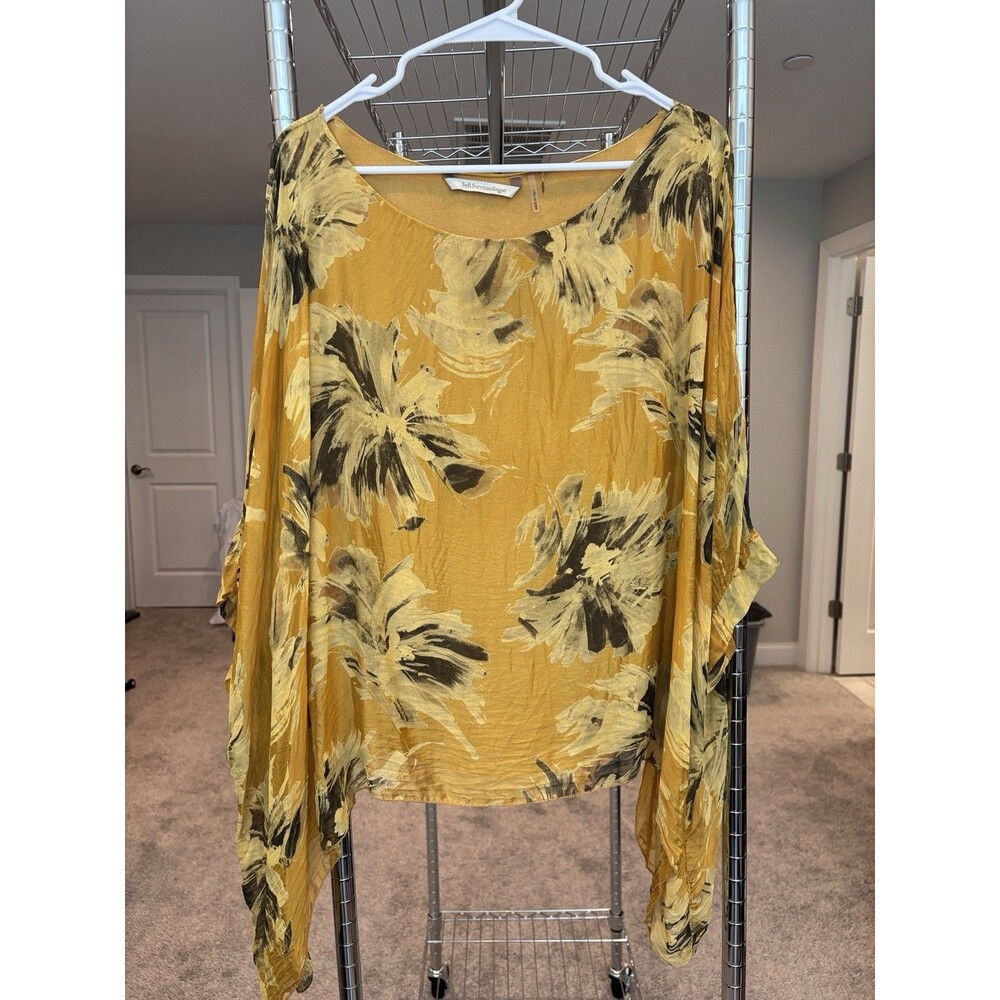 Soft Surroundings No Size Gold Brown Silk Blend Kimono Blouse Top Attached Tank